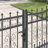 vidaXL Fence Gate with Spear Top Black 406x100 cm Powder-coated Steel