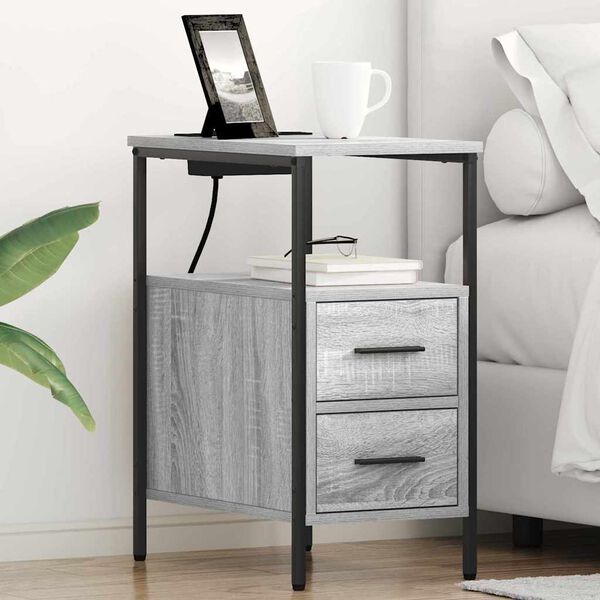 vidaXL Bedside Cabinet Grey Sonoma 30 x 48 x 61 cm Engineered Wood