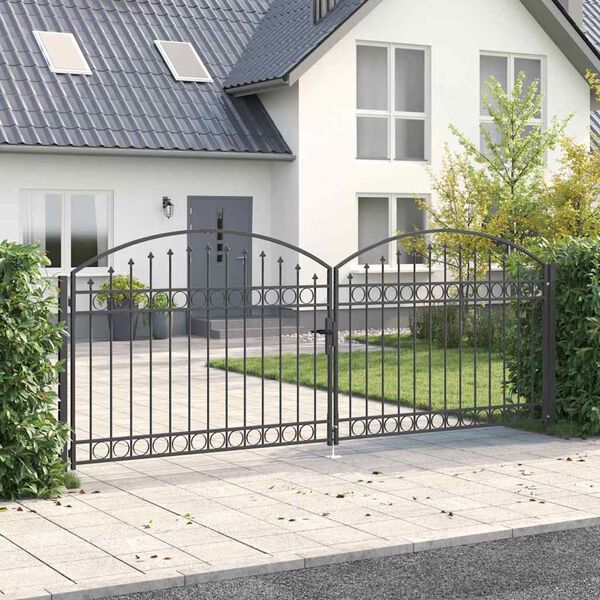 vidaXL Fence Gate with Lock Grey 401 x 200 cm Steel