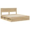vidaXL Bed Frame with Headboard Sonoma 180 x 200 cm Solid Pine Wood