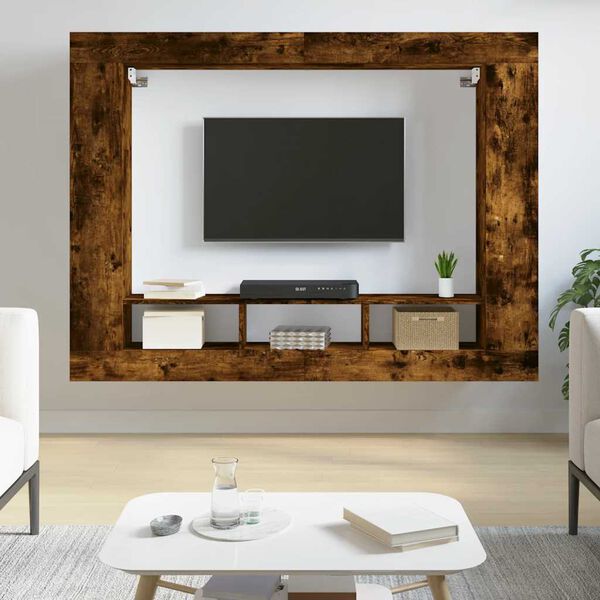 vidaXL TV Cabinet Smoked Oak 152x22x113 cm Engineered Wood