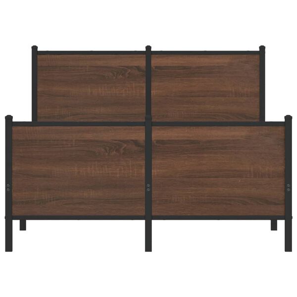 vidaXL Metal Bed Frame without Mattress Brown Oak 120x190 cm Small Double