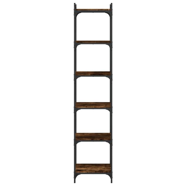 vidaXL Bookcase 6-Tier Smoked Oak 40x30x188 cm Engineered Wood