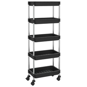 vidaXL 5-Tier Kitchen Trolley Black 42x29x128 cm Iron and ABS