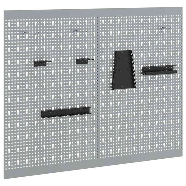 vidaXL Storage Bench 2 pcs Grey 100 x 1 x 80 cm Powder-coated steel