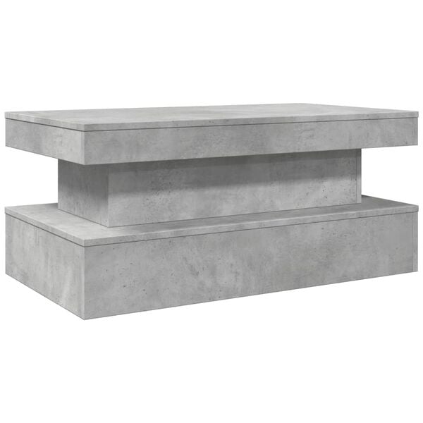 vidaXL Coffee Table with LED Lights Concrete Grey 90x50x40 cm