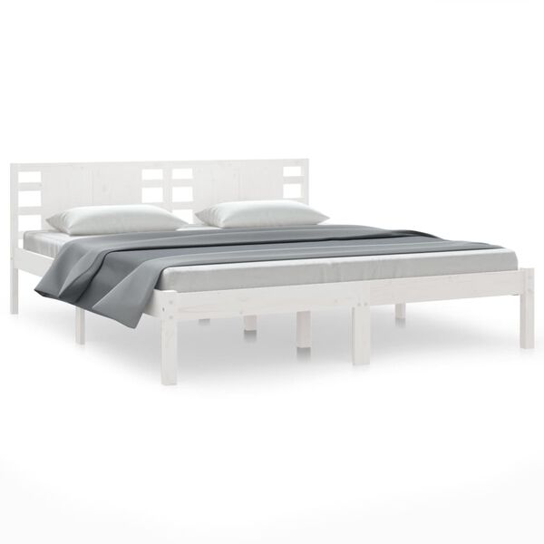 vidaXL Bed Frame without Mattress White 180x200 cm Super King Solid Wood