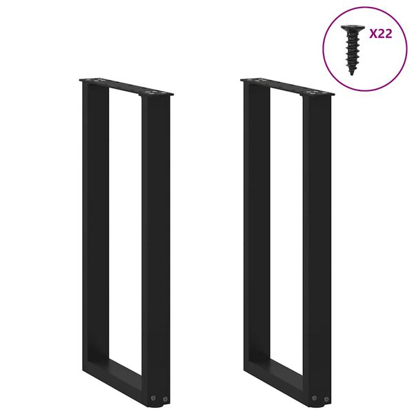 vidaXL Console Table Legs U-Shaped 2 pcs Black 38x(72-73) cm Steel