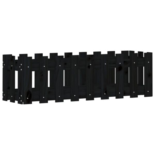 vidaXL Garden Raised Bed with Fence Design Black 100x30x30 cm Solid Wood Pine