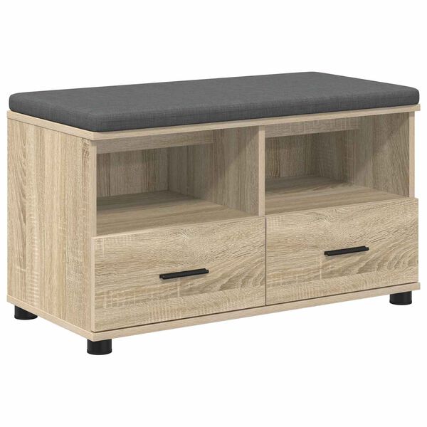 vidaXL Hall Bench with Cushion with Drawer Sonoma Oak 80 x 38 x 46 cm