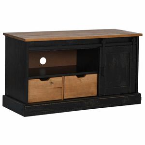 vidaXL TV Cabinet HALDEN with Sliding Door Black 110x40x60 cm Solid Wood