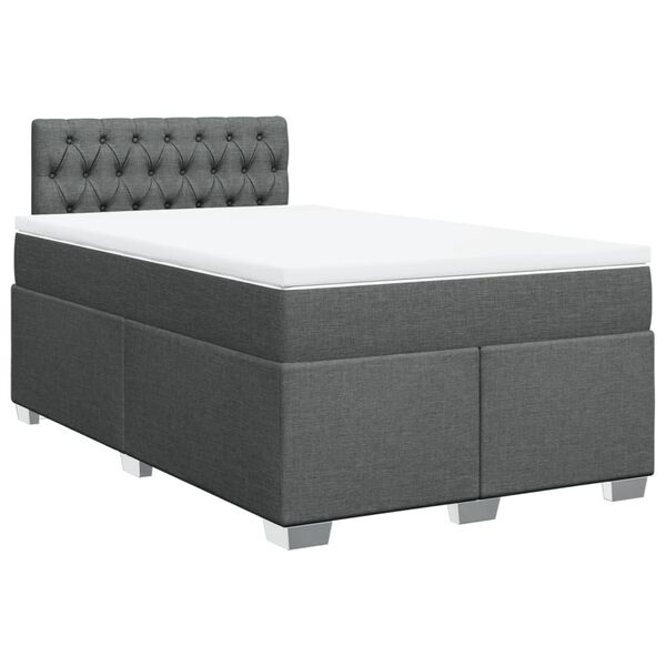vidaXL Box Spring Bed with Mattress Dark Grey 120x200 cm Fabric