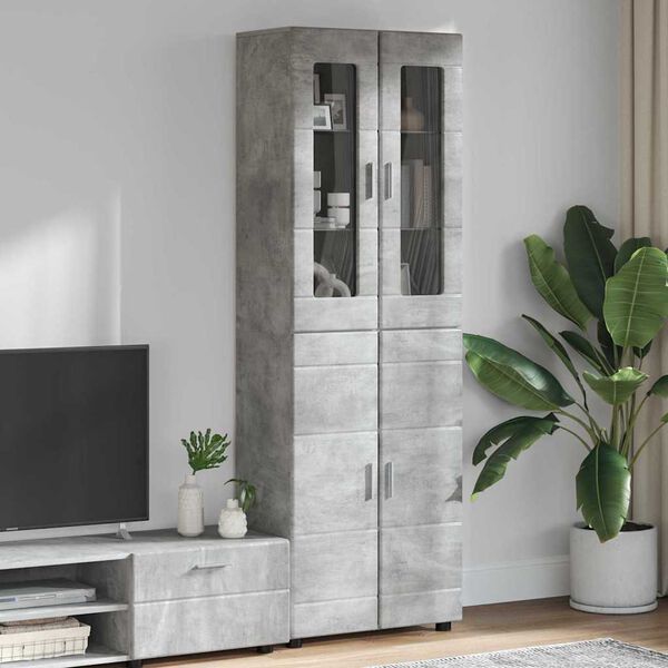 vidaXL Highboard FLORIN Concrete Grey 60 x 35 x 182 cm Engineered Wood