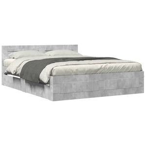 vidaXL Bed Frame with Headboard without Mattress Concrete Grey 160x200 cm