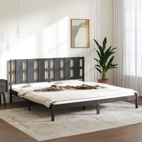 vidaXL Bed Frame without Mattress Grey 200x200 cm Solid Wood Pine