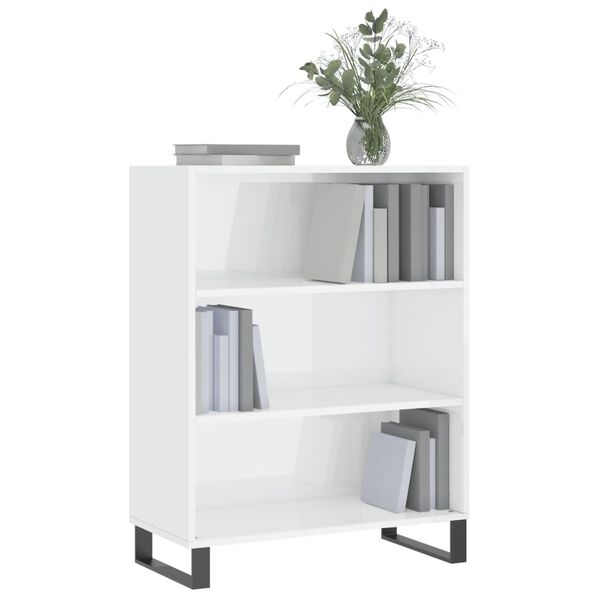 vidaxL Shelf Cabinet High Gloss White 69.5x32.5x90 cm Engineered Wood