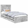 vidaXL Bed Frame with Drawer Concrete Grey 90 x 200 cm Engineer Wood