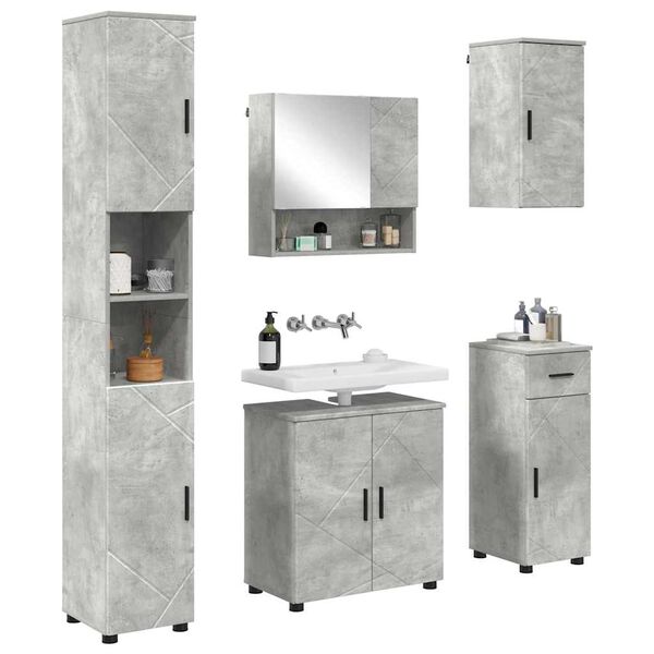 vidaXL Bathroom Furniture Set with Drawer 5 pcs Concrete Grey