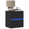 vidaXL Wall-mounted Bedside Cabinet with LED Lights Black