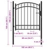 vidaXL Fence Gate Emmen with Arched Top Steel 100x86 cm Black