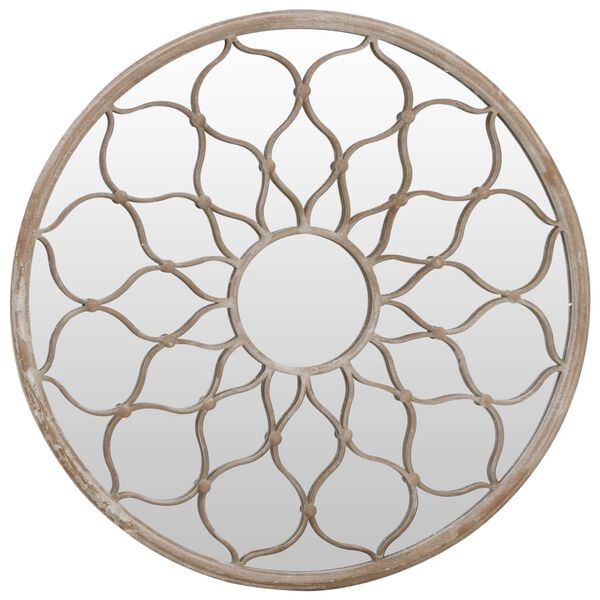 vidaXL Garden Mirror Sand 60x3 cm Iron Round for Outdoor Use