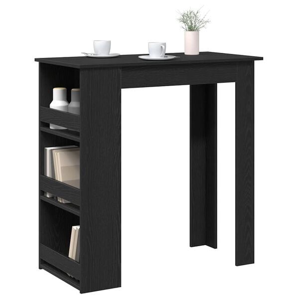 vidaXL Bar Table with Storage Rack Black Oak 102x50x103.5 cm