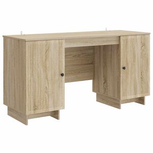 vidaXL Desk Sonoma Oak Engineered Wood 142.5 x 50 x 75 cm