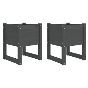 vidaXL Planters 2 pcs Grey 40x40x52.5 cm Solid Wood Pine