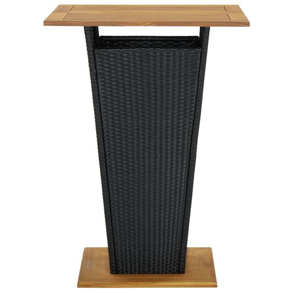 vidaXL Bar Table Black 80x80x110 cm Poly Rattan and Solid Acacia Wood