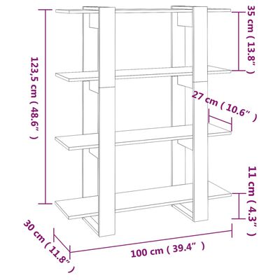 vidaXL Book Cabinet/Room Divider Brown Oak 100x30x123.5 cm