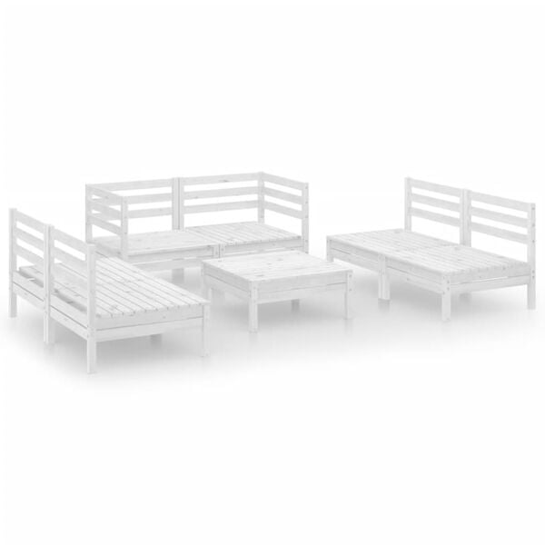 vidaXL 7 Piece Garden Lounge Set White Solid Pinewood