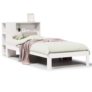 vidaXL Bookcase Bed without Mattress White 75x190 cm Small Single Solid Wood Pine