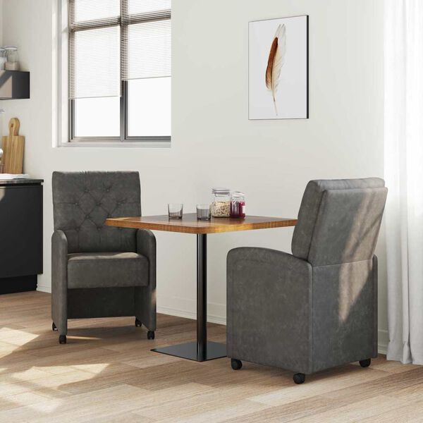 vidaXL Dining Chairs with Wheels 2 pcs Black 58 x 67 x 97 cm