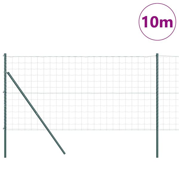 vidaXL Fence with Posts Green 1 x 10 m Steel