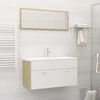 vidaXL Bathroom Furniture Set White and Sonoma Oak Engineered Wood
