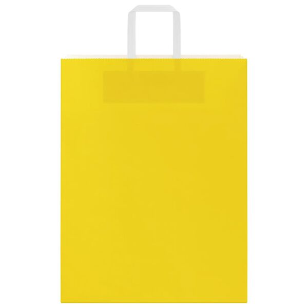 vidaXL Paper Bags 250 pcs with Handles Yellow 32x12x42 cm