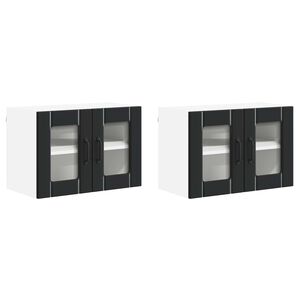 vidaXL Wall Glass Cabinet LUCCA 2 pcs Black 60 x 31 x 40 cm