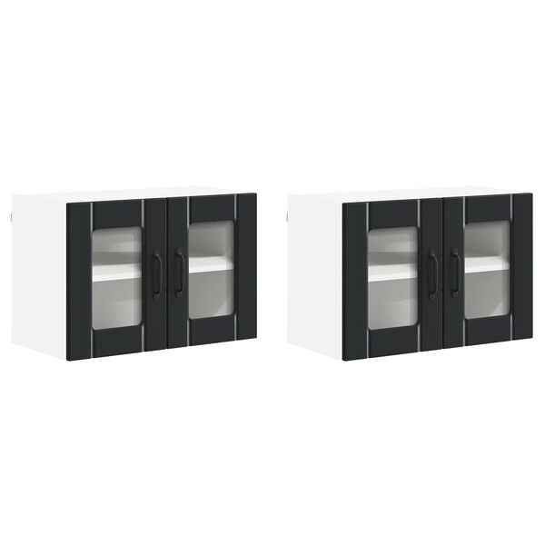 vidaXL Kitchen Cabinet 2 pcs Black 60 x 31 x 40 cm Engineered Wood