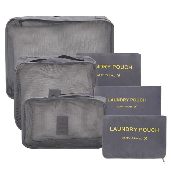 vidaXL 6 Piece Travel Packing Cube Set Grey