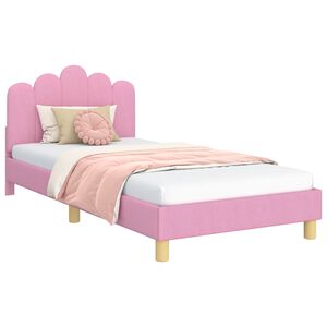 vidaXL Children's Bed Frame with Headboard Pink 90 x 200 cm Fabric