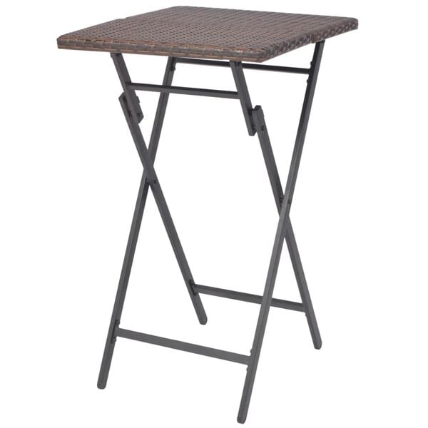 vidaXL 3 Piece Folding Bistro Set Steel Poly Rattan Brown