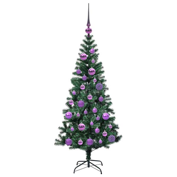 vidaXL Artificial Pre-lit Christmas Tree Green 120 cm PVC and Metal
