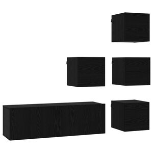 vidaXL TV Cabinet Set 5 pcs 100 x 30 x 30 cm Black Oak Engineered Wood