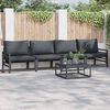 vidaXL Garden Sofa Set with Cushion 5 pcs Black Steel