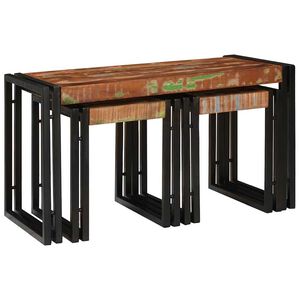 vidaXL Nesting Table 3 pcs Brown and black Solid reclaimed wood