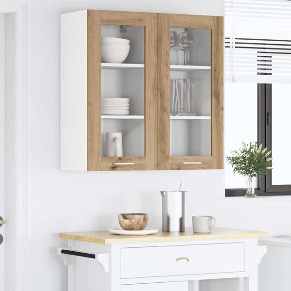 vidaXL Hanging Cabinet with Storage 2 pcs Artisan Oak 40 x 31 x 80 cm