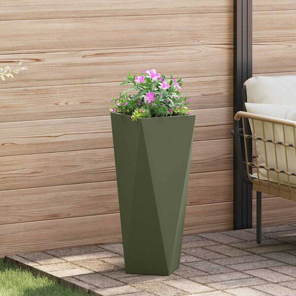 vidaXL Planter Olive Green 30 x 30 x 75 cm Steel