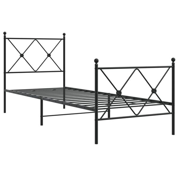 vidaXL Metal Bed Frame without Mattress with Footboard Black 80x200cm