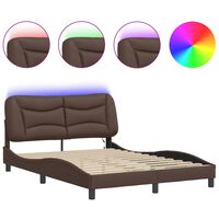 vidaXL Bed Frame with LED Lights Brown 120x200 cm Faux Leather