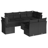 vidaXL 9 Piece Garden Sofa Set with Cushions Black Poly Rattan